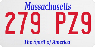 MA license plate 279PZ9