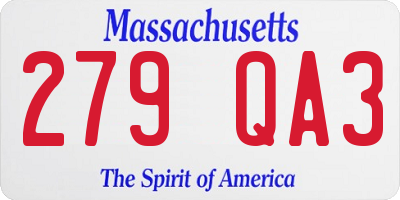 MA license plate 279QA3