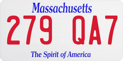 MA license plate 279QA7