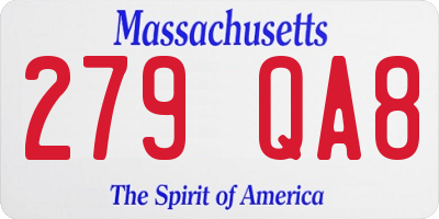 MA license plate 279QA8