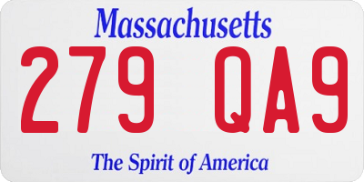 MA license plate 279QA9