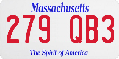 MA license plate 279QB3