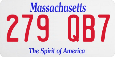 MA license plate 279QB7