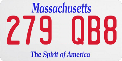 MA license plate 279QB8