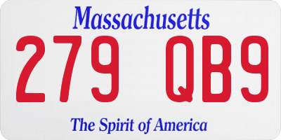 MA license plate 279QB9
