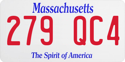 MA license plate 279QC4