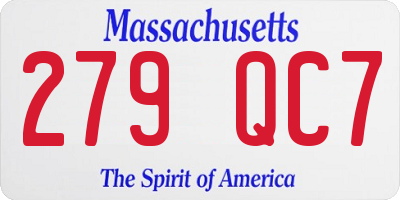 MA license plate 279QC7