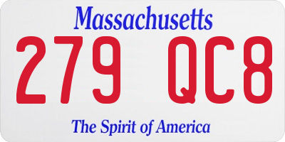 MA license plate 279QC8
