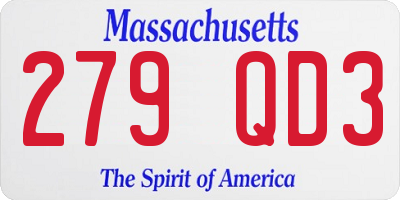 MA license plate 279QD3