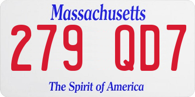 MA license plate 279QD7
