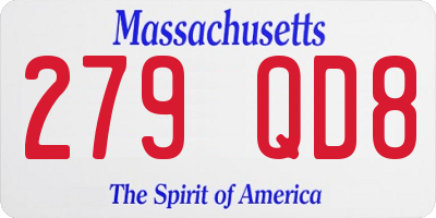 MA license plate 279QD8