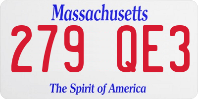 MA license plate 279QE3