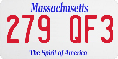 MA license plate 279QF3