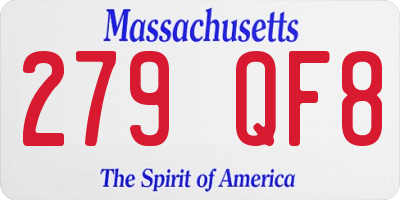 MA license plate 279QF8