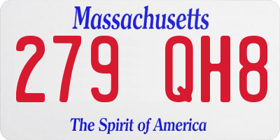 MA license plate 279QH8