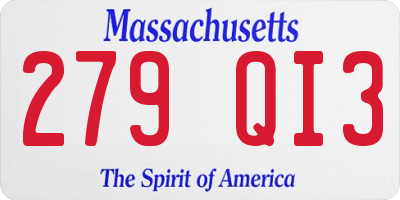 MA license plate 279QI3