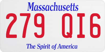 MA license plate 279QI6