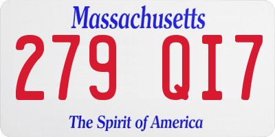 MA license plate 279QI7