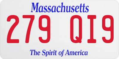 MA license plate 279QI9