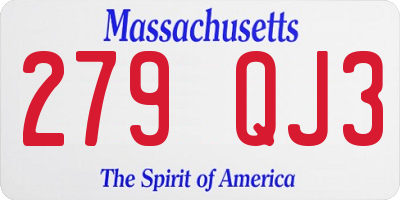 MA license plate 279QJ3