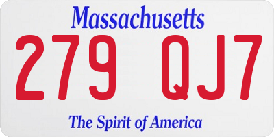 MA license plate 279QJ7