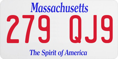 MA license plate 279QJ9