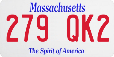 MA license plate 279QK2