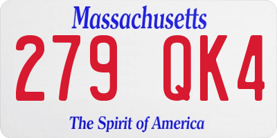 MA license plate 279QK4