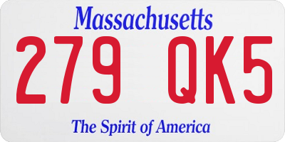 MA license plate 279QK5