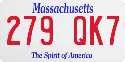 MA license plate 279QK7