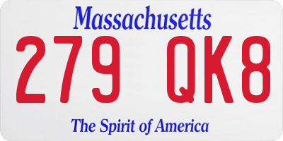 MA license plate 279QK8