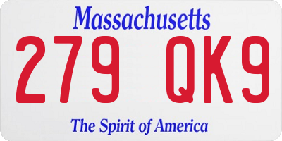 MA license plate 279QK9