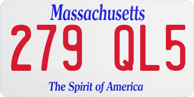 MA license plate 279QL5