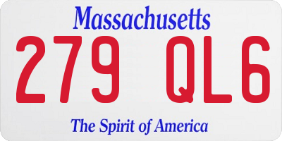 MA license plate 279QL6