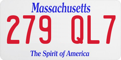 MA license plate 279QL7