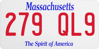 MA license plate 279QL9