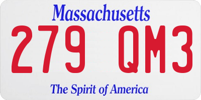 MA license plate 279QM3