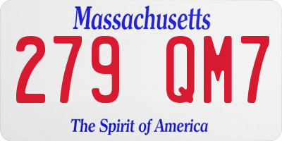 MA license plate 279QM7