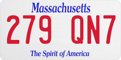MA license plate 279QN7