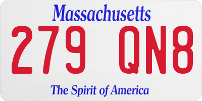 MA license plate 279QN8