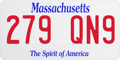 MA license plate 279QN9