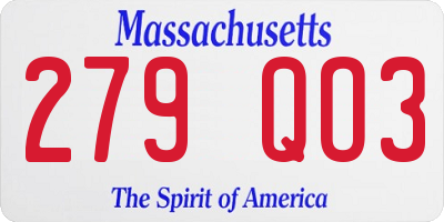MA license plate 279QO3
