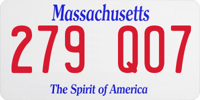 MA license plate 279QO7