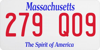 MA license plate 279QO9