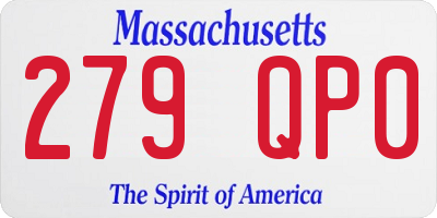 MA license plate 279QP0
