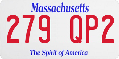 MA license plate 279QP2