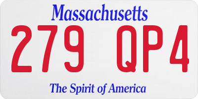 MA license plate 279QP4