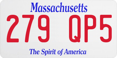MA license plate 279QP5