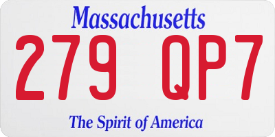 MA license plate 279QP7