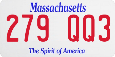 MA license plate 279QQ3